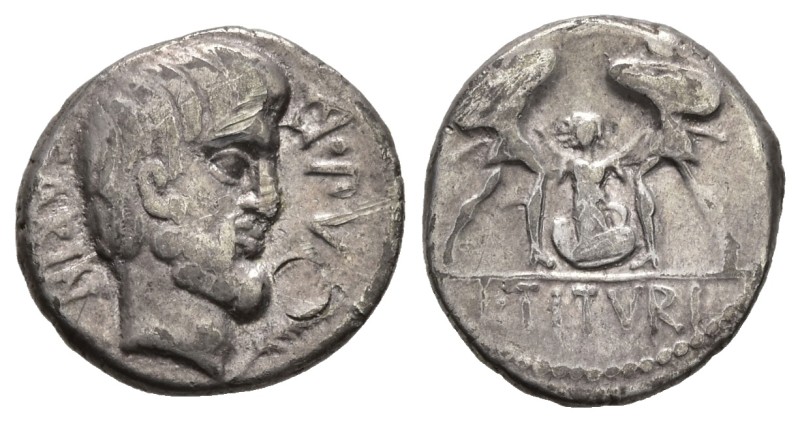 L. Titurius L.f. Sabinus, 89 BC. AR, Denarius. 3.79 g. 17.75 mm. Rome.
Obv: SAB...