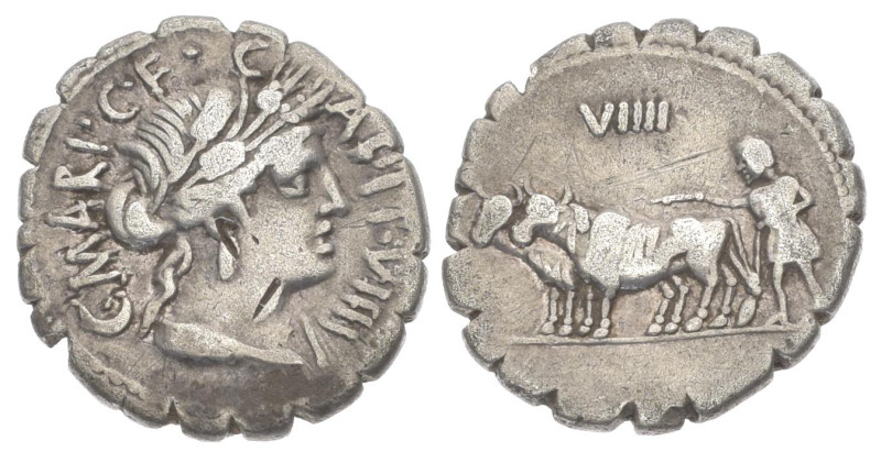 C. Marius C.f. Capito, 81 BC. AR, Denarius. 3.74 g. 19.99 mm. Rome.
Obv: C·MARI·...