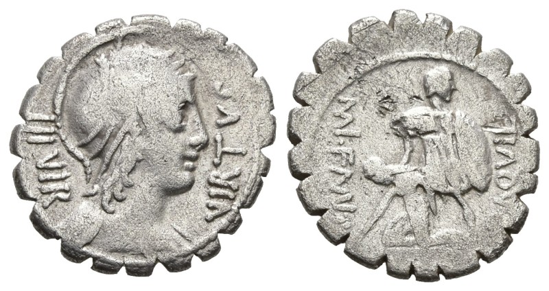 Mn. Aquillius Mn.f. Mn.n, 65 BC. AR, Denarius. 3.69 g. 20.49 mm. Rome.
Obv: VIR...