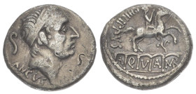 L. Marcius Philippus, 57 BC. AR, Denarius. 3.90 g. 16.92 mm. Rome.
Obv: ANCVS. Head of Ancus Marcius, right, wearing diadem.
Rev: PHILIPPVS, AQVA MARC...