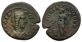 Thrace, Perinthus. Julia Domna, AD 193-217. AE. 8.33 g. 25.60 mm.
Obv: ΙΟVΛΙΑ ΑVΓΟVϹΤΑ. Draped bust of Julia Domna, right.
Rev: ΠΕΡΙΝΘΙΩΝ ΝΕΩΚΟΡΩΝ. ...