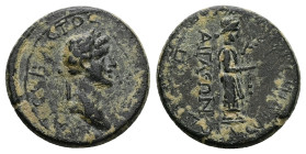 Aeolis, Aegae. Claudius, AD 41-54. AE. 4.07 g. 19.26 mm. Apollodotos, magistrate?
Obv: ΤΙ ΚΛΑΥΔΙΟϹ ΚΑΙϹΑΡ ϹƐΒΑϹΤΟϹ. Laureate head of Claudius, right.
...