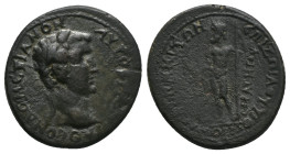 Aeolis, Temnus. Domitian, AD 81-96. AE. 14.64 g. 30.11 mm. Zoilos, strategos and son of the city.
Obv: ΑΥΤΟΚΡΑΤΟΡΑ ΘƐΟΝ ΔΟΜΙΤΙΑΝΟΝ. Laureated head of ...