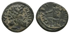 Ionia, Smyrna. Pseudo-autonomous, c. AD 161-166. AE. 5.18 g. 18.46 mm. Reign of Marcus Aurelius.
Obv: ΖΕVϹ ΑΚΡΑΙΟϹ. Head of Zeus Akraios, right.
Rev: ...