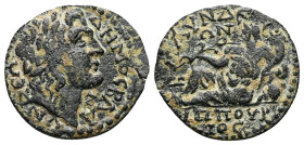 Lydia, Blaundos. Pseudo-autonomous. Time of Trebonianus Gullus, c. AD 240-260. AE. 4.38 g. 23.91 mm.
Obv: ΔΗΜΟϹ ΒΛΑΥΝΔƐΩΝ. Laureate head of the Demos...