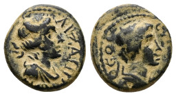 Phrygia, Aezani. Pseudo-autonomous. Time of Claudius, AD 41-54. AE. 2.95 g. 16.37 mm. Menogenes, son of Nanna, magistrate.
Obv: ΑΙΖΑΝƐΙΤWΝ [ΜΗΝΟΓƐΝΟΥϹ...