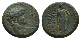 Phrygia, Hierapolis. Claudius, AD 50/4. AE. 5.41 g. 18.56 mm. M. Suillios Antiochos, grammateus.
Obv: ΚΛΑΥΔΙ[ΟΣ ΚΑΙΣ]ΑΡ. Laureate head of Claudius, ri...
