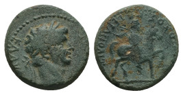 Phrygia, Hierapolis. Claudius, AD 41-54. AE. 4.41 g. 18.51 mm. Uncertain magistrate.
Obv: ΚΛΑΥ[ΔΙΟΣ ΚΑΙΣΑΡ]. Laureate head of Claudius, right.
Rev: […...