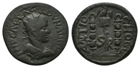 Pisidia, Antioch. Volusian, AD 251-253. AE. 6.64 g. 22.01 mm. 
Obv: IMP CAE RASLLOVNAHI AVC. Radiate, draped and cuirassed bust of Volusian, right. Re...