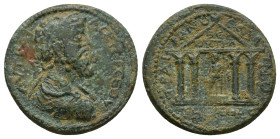 Cilicia, Selinus-Traianopolis. Septimius Severus, AD 193-211. AE. 17.11 g. 30.94 mm.
Obv: Laureate, draped, and cuirassed bust of Septimius Severus, r...