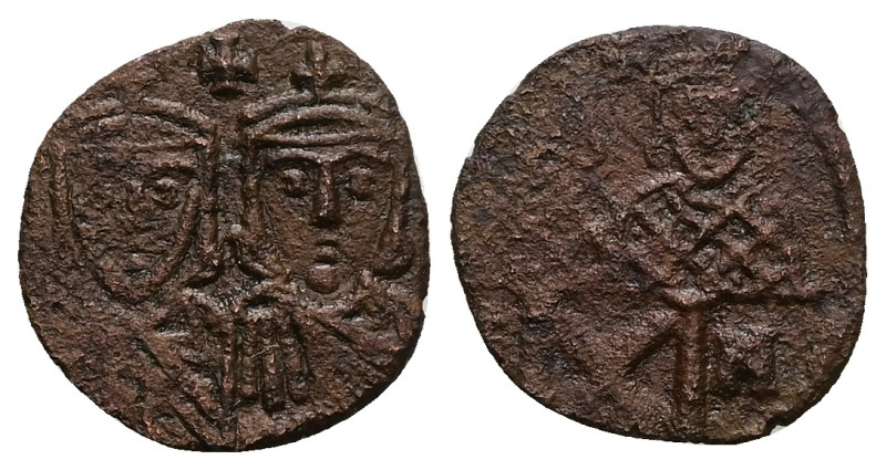 Leo IV the Khazar, Constantine VI, 775-780 AD. AE, Half Follis. 1.45 g. 17.32 mm...