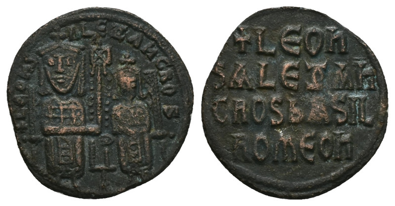 Leo VI the Wise and Alexander, AD 886-912. AE, Follis. 4.13 g 26.00 mm. Constant...