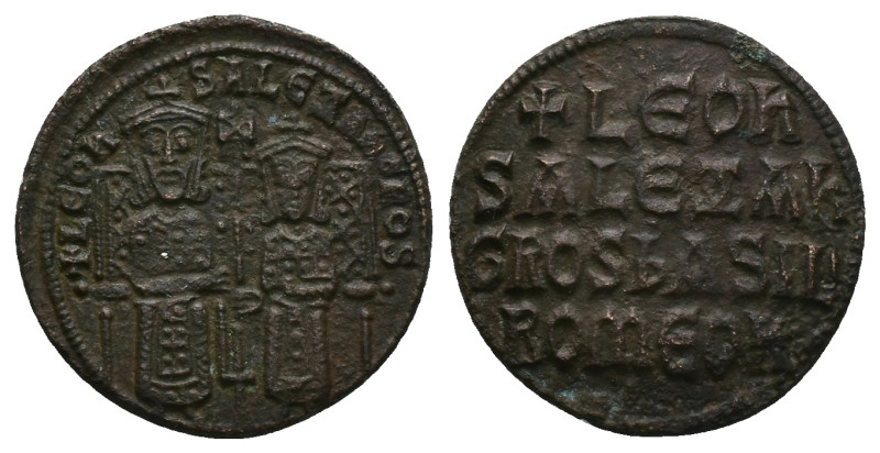 Leo VI the Wise and Alexander, AD 886-912. AE, Follis. 7.64 g. 25.40 mm. Constan...