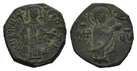 Manuel I Comnenus, AD 1143-1180. AE, Tetarteron. 3.06 g. 18.24 mm. Constantinople.
Obv: MP – ΘV. Virgin nimbate, standing right, hands raised towards ...