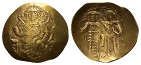 John III Ducas Vatatzes, AD 1222-1254. AV, Hyperpyron. 4.43 g 27.41 mm. Magnesia.
Obv: Christ, bearded and nimbate, wearing tunic and kolobion, seated...