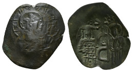 Empire of Nicaea. John III Ducas Vatatzes, AD 1222-1254. AE, Trachy. 1.42 g. 26.93 mm. Magnesia.
Obv: IC - XC. Nimbate, Christ facing.
Rev: Emperor, w...