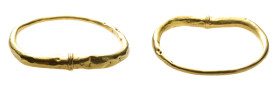 Roman Gold Bracelet (AD 2nd-4rd centuries).
Gold bracelet; hollow; in penannular form; narrow below and broadens out at both ends, which are decorate...