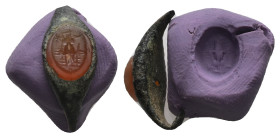 Greco-Roman amulet gem in a bronze ring (AD 2nd–3rd centuries)
A bronze ring with intaglio carnelian depicting the cult image of Ephesian Artemis. Ar...