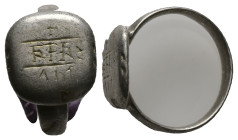 AR Hellenistic finger-ring (4th– 3rd centuries BC)
Silver finger-ring; raised square (rounded corners) bezel with three lines inscription.
Weight: 7...