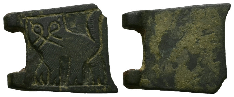 AE Medieval belt-buckle with lion (AD 12th–13th centuries)
Bronze buckle plate ...