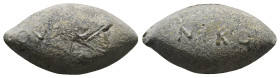 PB Greek sling bullet (c. 4th–1st centuries BC)
Sling bullet with an inscription NIKH (Νίκη, Nike) on one side; on the other, uncertain name.
Weight...