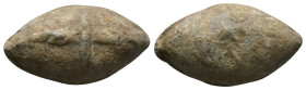 PB Greek sling bullet. (c. 4th–1st centuries BC)
Sling bullet is with an image of a torch on one side and with an obscure name on the other.
Weight:...
