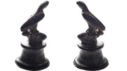 Roman Bronze Figure (AD 1st-2nd centuries). 
Eagle standing on bull head, wings slightly extended. A pillar under the bull's head.
Weight: 43.41 g.
Di...