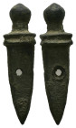 AE Roman bronze gladius/sword pendant (military amulet) (AD 2nd–3rd centuries)
A miniature Roman bronze pendant/amulet shaped as sword.
Weight: 7.38...