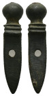 AE Roman bronze gladius/sword pendant (military amulet) (AD 2nd–3rd centuries)
A miniature Roman bronze pendant/amulet shaped as sword.
Weight: 6.91...