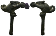 AE Roman mouse finial (AD 1st–3rd centuries)
A bronze figure of a mouse with cheese in the forepaws.
Weight: 25.10 g.
Diameter: 47.11 mm.