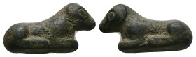 AE Roman ram statuette (AD 1st–3rd centuries)
Bronze reclining ram statuette.
Weight: 11.34 g.
Diameter: 26.62 mm.