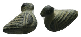 AE Islamic statuette in the form of a duck (AD 13th–14th centuries)
Bronze statuette of a duck.
Weight: 2.47 g.
Diameter: 14.56 mm.