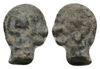 Byzantine pilgrim-flask? (AD 5th-6th centuries)
Weight: 3.05 g.
Diameter: 17.07 mm.