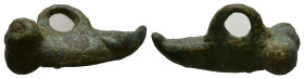 AE Roman horse-trappings in the form of a phallus (AD 2nd–3rd centuries)
Bronze horse-trappings in the form of a phallus. It’s curved in profile, wit...