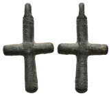 Pendant Cross. Early Byzantine, 6thC-7thC.
Pendant cross; bronze; with a hanging loop at the top; a small cross.
Ref: BMC 1902,0529.26.
Weight: 3.76 g...