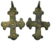 Pendant Cross. Middle Byzantine, 10thC-11thC.
Cross necklace; bronze; arms rounded at the ends, each with a pair of lateral protrusions.
Ref: Dalton 1...