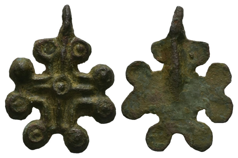 Bronze Cross Pendant. Middle Byzantine, 10thC-12thC.
Weight: 3.92 g. 
Diameter: ...