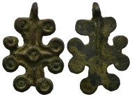 Bronze Cross Pendant. Middle Byzantine, 10thC-12thC.
Weight: 7.52 g. 
Diameter: 37.24 mm.