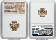 NORTHEAST GAUL. Suessiones. Ca. early 1st century BC. AV stater (17mm, 5.93 gm, 6h). NGC VF 4/5 - 5/5. Devolved laureate head of Apollo right / Celtic...