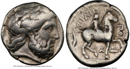 MACEDONIAN KINGDOM. Philip II (359-336 BC). AR tetradrachm (24mm, 2h). NGC Fine. Posthumous issue of Amphipolis IIb, ca. 342/1-329/8 BC. Laureate head...