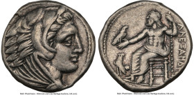 MACEDONIAN KINGDOM. Alexander III the Great (336-323 BC). AR tetradrachm (25mm, 17.16 gm, 6h). NGC Choice VF 5/5 - 2/5, graffito. Lifetime issue of Am...
