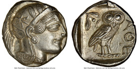 ATTICA. Athens. Ca. 440-404 BC. AR tetradrachm (23mm, 17.20 gm, 1h). NGC MS 4/5 - 5/5. Mid-mass coinage issue. Head of Athena right, wearing earring, ...