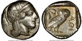 ATTICA. Athens. Ca. 440-404 BC. AR tetradrachm (24mm, 17.20 gm, 10h). NGC Choice AU 5/5 - 4/5. Mid-mass coinage issue. Head of Athena right, wearing e...