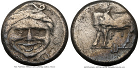 MYSIA. Parium. Ca. 4th century BC. AR hemidrachm (18mm, 10h). NGC VF, brushed. Head of Gorgoneion facing, tongue protruding below upper row of teeth, ...