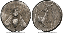 IONIA. Ephesus. Ca. 4th century BC. AR tetradrachm (25mm, 15.08 gm, 11h). NGC Choice VF 5/5 - 2/5. Ca. 350-340 BC. Aristonomus, magistrate. E-Φ, bee w...