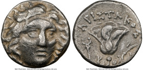 CARIAN ISLANDS. Rhodes. Ca. late 3rd-early 2nd centuries BC. AR drachm (14mm, 11h). NGC Choice VF, marks. Aristacus, magistrate. Head of Helios facing...