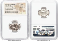 CILICIA. Celenderis. Ca. 425-350 BC. AR stater (23mm, 10.63 gm, 6h). NGC AU 4/5 - 4/5. Persic standard, ca. 425-400 BC. Youthful nude male rider, rein...