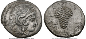 CILICIA. Soloi. Ca. 400-350 BC. AR stater (23mm, 10.44 gm, 11h). NGC Choice AU 5/5 - 2/5. Head of Athena right, wearing crested Attic helmet decorated...