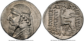PARTHIAN KINGDOM. Mithradates II (ca. 121-91 BC). AR drachm (20mm, 12h). NGC Choice AU. Rhagae or Ecbatana, ca. 109-96/5 BC. Diademed, draped bust of ...