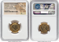 Valentinian I, Western Roman Empire (AD 364-375). AV solidus (22mm, 4.36 gm, 11h). NGC Fine 5/5 - 2/5, ex-jewelry. Antioch, 10th officina, ca. 25 Febr...